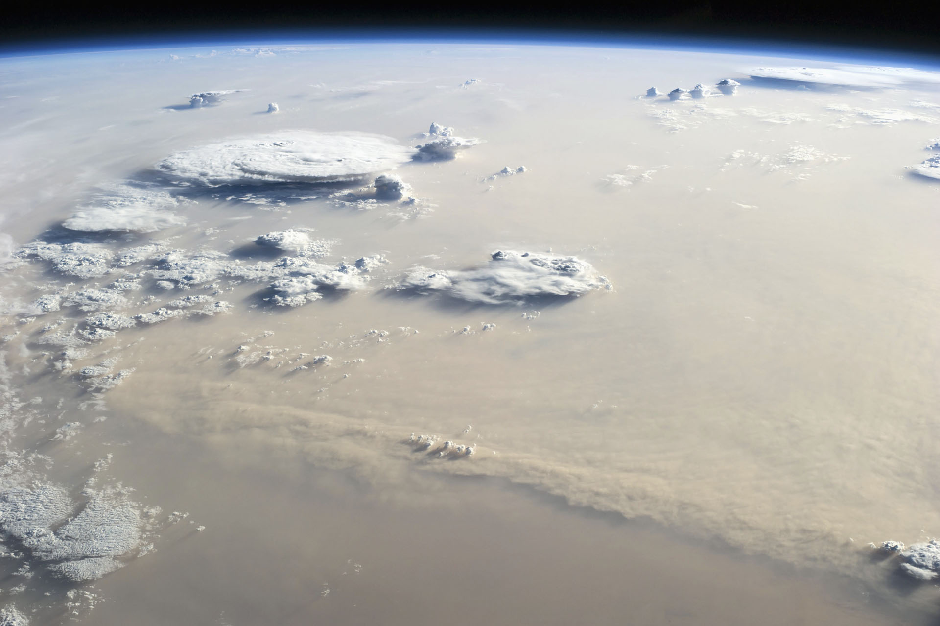 Dust Storm and Couds over the Sahara Desert