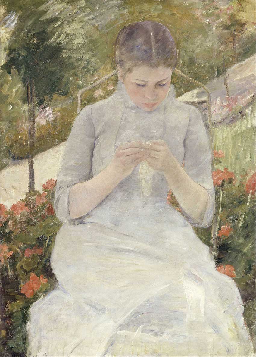 картина девушка в саду